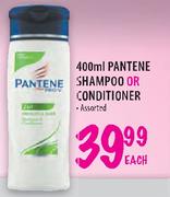 Pantene Shampoo or Conditioner - 400ml Each