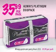 Always Patinum Panty Liners - 50's Per Pack