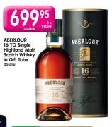 Aberlour 16 Yo Single Highland Malt Scotch Whisky In Gift Tube-1x750ml