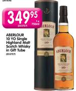 Aberlour 10 Yo Single Highland Malt Scotch Whisky In Gift Tube-1x750ml