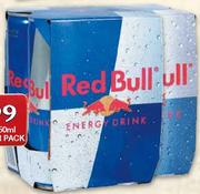 Red Bull Regular/Sugar Free Energy Drink-4x250ml Per Pack
