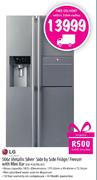 LG Metallic Silver Side by Side Fridge/Freezer with Mini Bar-506Ltr(GR-P207BLXV)
