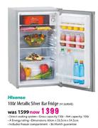 Hisense Metallic Silver Bar Fridge-100Ltr