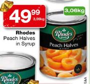 Rhodes Peach Halves In Syrup-3.06Kg