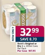 Redd's Original Or Dry 6x300ml Cans Per Pack