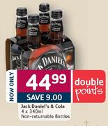 Jack Daniel's & Cola i Non Returnable Bottles-4x340ml