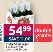 Stella Artois Lager 6x330ml Non Returnable Bottles