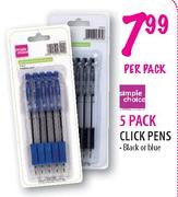 Simple Choice 5 Pack Black Or Blue Click Pens-Per Pack