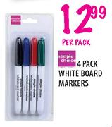 Simple Choice 4 Pack White Board Markers-Per Pack