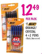 Bic Orange/Crystal 4 + 2 Pens-Per Pack