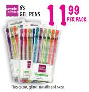 Simple Choice Gel Pens-6's Per Pack