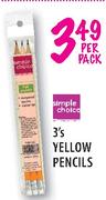 Simple Choice Yellow Pencils-3's Per Pack