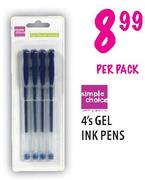 Simple Choice Gel Ink Pens-4's Per Pack