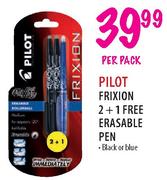 Pilot Frixion 2 + 1 Free Erasable Black Or Blue Pen-Per Pack
