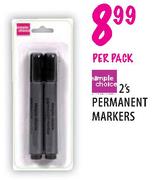 Simple Choice Permanent Markers-2's Per Pack