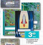 A4 Scribbler Book FM/IM/Unruled-72 Pages Each