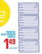 Printed Blue Border Labels-Per Pack
