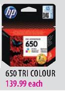 HP 650 Tri Colour Cartridge-Each