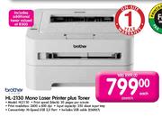 Brother HL-2130 Mono Laser Printer plus Toner
