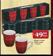 Modern Check Coffee Mugs-4's Per Pack