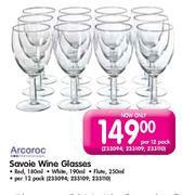 Arcoroc Savoie Wine Glasses-Per 12 Pack