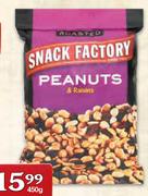 Snack Factory Salted Peanuts/Peanuts & Raisins Each-450g