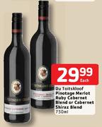 Du Toitskloof Pinotage Merlot Ruby Cabernet Blend or Cabernet Shiraz Blend-750ml Each