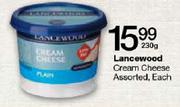 Lancewood Cream Cheese Assorted-230g Each