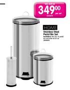 Home Stainless Steel Pedal Bin Set