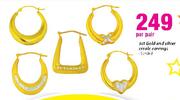 9ct Gold and Silver Create Earrings-Per Pair