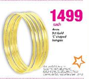 9mm Gold 'C' Shaped Bangles-4mm