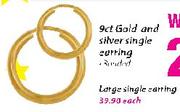 9ct Gold Large Single Earring Each