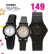 Casio Gents or Ladies Analogue Watches Each