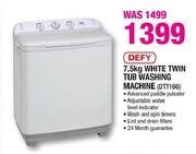 Defy White Twin Tub Washing Machine-7.5kg(DTT166)