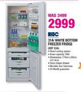 KIC White Bottom Freezer Fridge-314Ltr(KBF 634)
