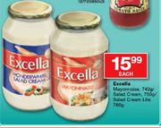 Excella Mayonnaise-740g/Salad Cream-750g/Salad Cream Lite-780g Each