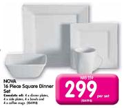  Nova 16 Piece Square Dinner Set-Per Set