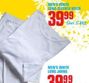 Mens White Long-Sleeved Vests Size S-XXL