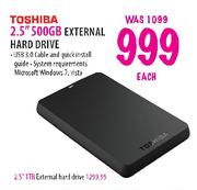 Toshiba External Hard Drive-2.5"500GB