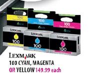 Lexmark 100 Cyan,Magenta Or Yellow-Each