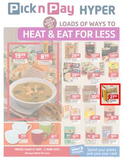 Pick n Pay Hyper: Heat & eat for less (21 May - 2 Jun 2013), page 1