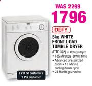 Defy White Front Load Tumble Dryer-5kg(DTD252)