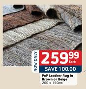 PnP Leather Rug In Brown Or Beige-200x150cm Each