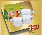 Curve 3 Piece Glass Casserole Set-Per Set