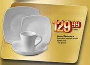 Home Discovery 16 Piece Rounded Square White Dinner Set-Per Set