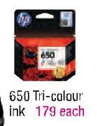 HP 650 Tri-Colour Ink Each