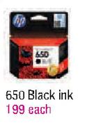 HP 650 Black Ink Each