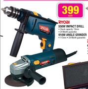 Ryobi 550W Impact Drill Or 910W Angle Grinder Each