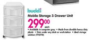 Buddi Mobile Storage 3 Drawer Unit