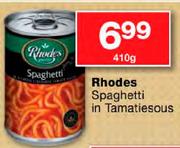 Rhodes Spaghetti In Tamatiesous-410g